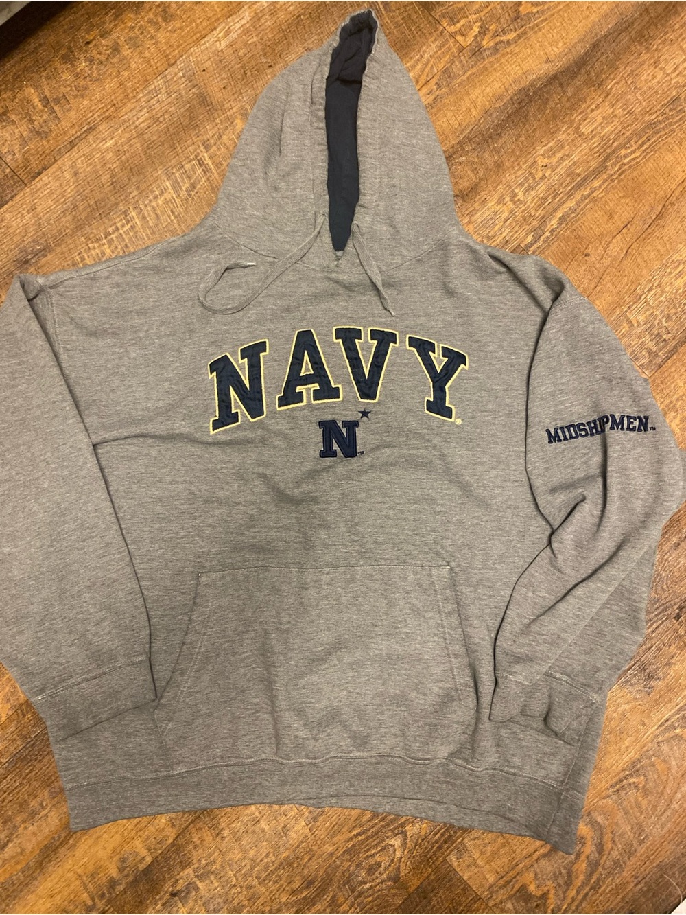 Mens U.S. Navy Midshipmen Gray Pullover Hoodie Sweatshirt